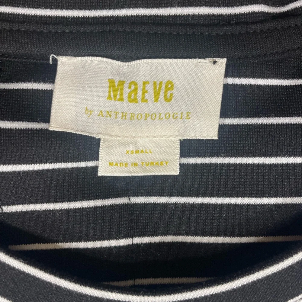EUC Maeve for Anthropologie Corset Peplum Black and White Striped Blouse (G)
